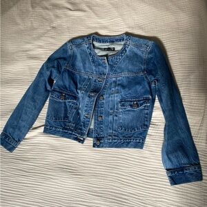 J. Crew Collarless Blue Denim Jacket in Size XS. NEVER WORN!